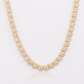 7mm Cluster Tennis Chain - Gold