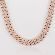 20mm two tone square Miami Iced Out Chain_ Rose+silver gold