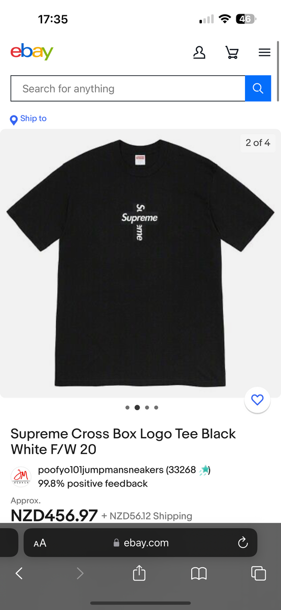 Supreme Week 17 Cross Box Logo Tee LogoT SUP FW20 371 BLK icedoutnz