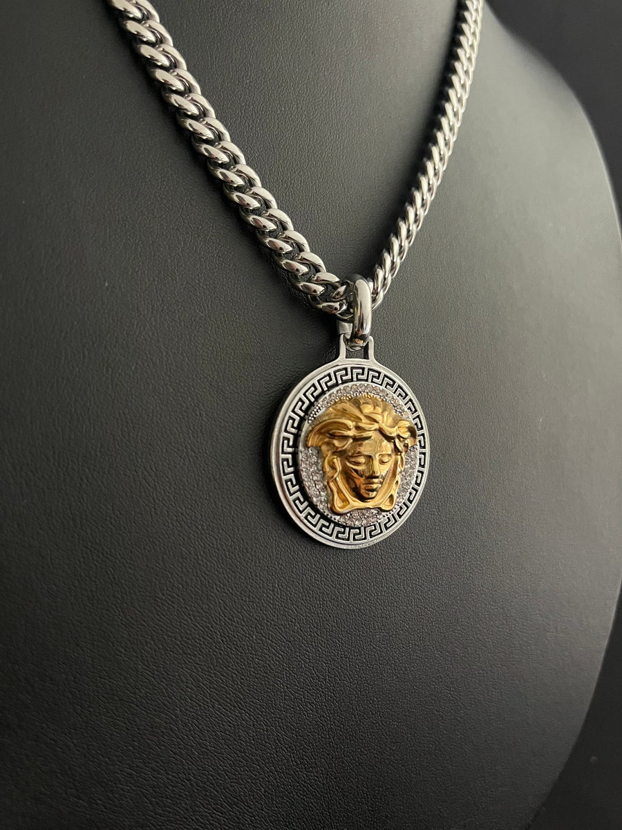 IcedOut Medusa pendant two Tone Gold icedoutnz
