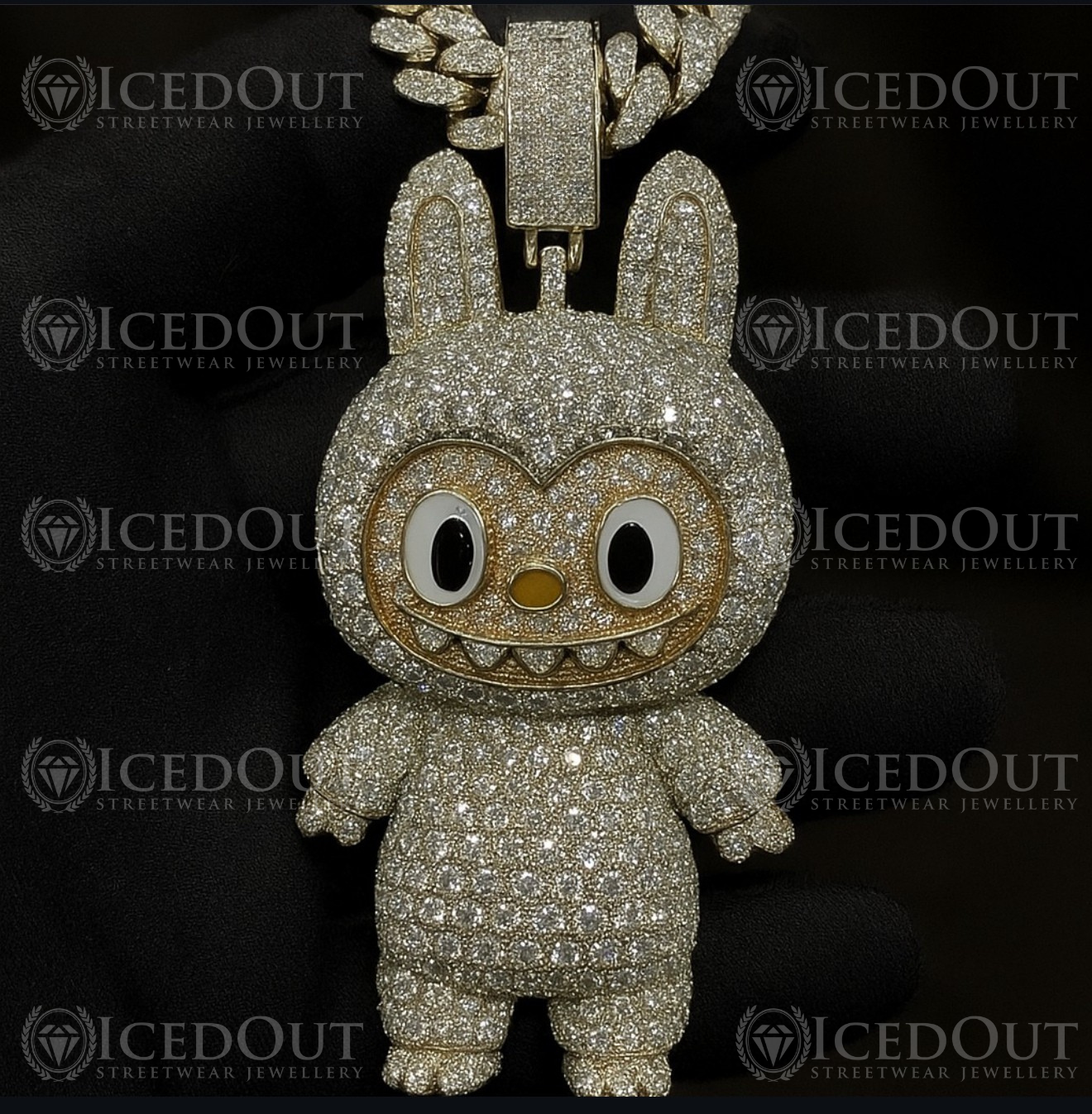 Labubu Doll Moissanite Pendant – Full Iced S925 Silver
