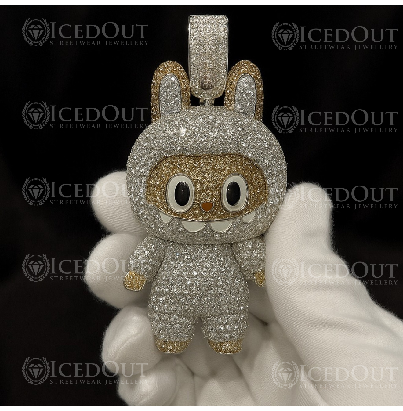 Ice Labubu Pendant Necklace – Dazzling Bling Labubu Pop Mart Pendant