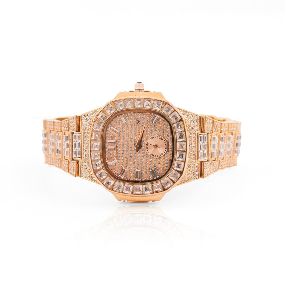 18k Gold Plated Iced Out Bling Stainless Steel Watch Accessories | 18k Gold Plated Iced Out Bling Stainless Steel  main image 4