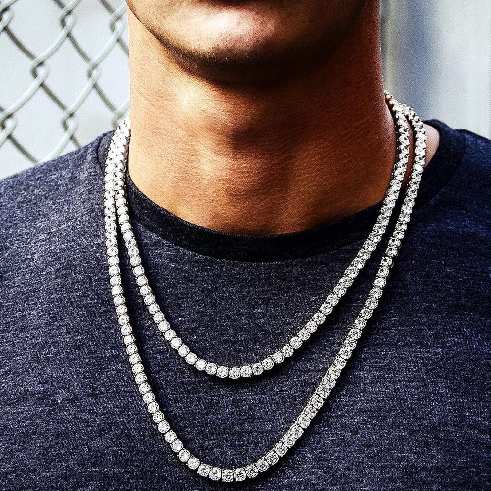 Tennis Chain Necklace-4mm （white gold） 14 inch Tennis Necklace 18K White Gold Plated | 4.0mm Round