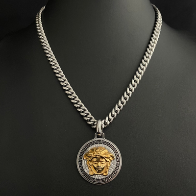 Iced out medusa pendant clearance